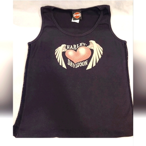 WOMAN'S‎ BLACK HARLEY DAVIDSON TANK TOP WITH HEART/WINGS SIZE LRG